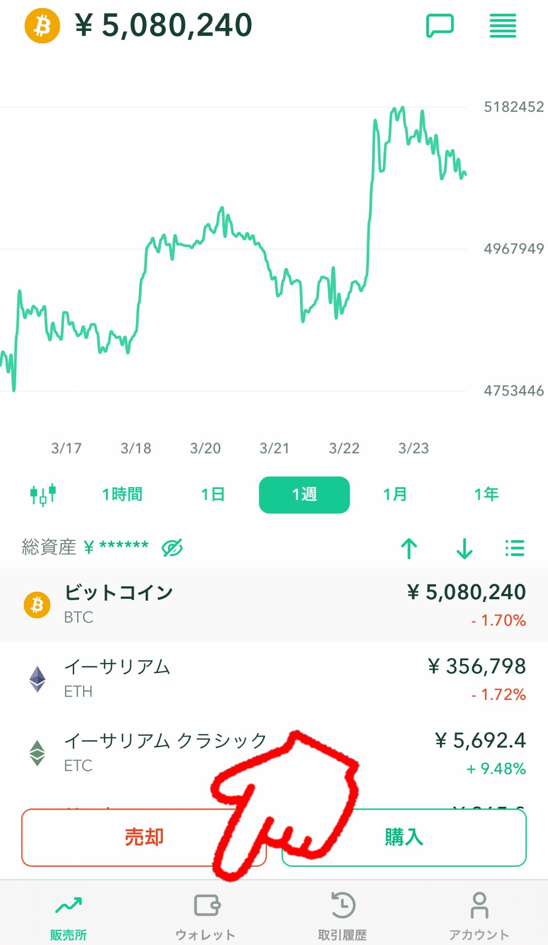 コインチェック日本円入金画面